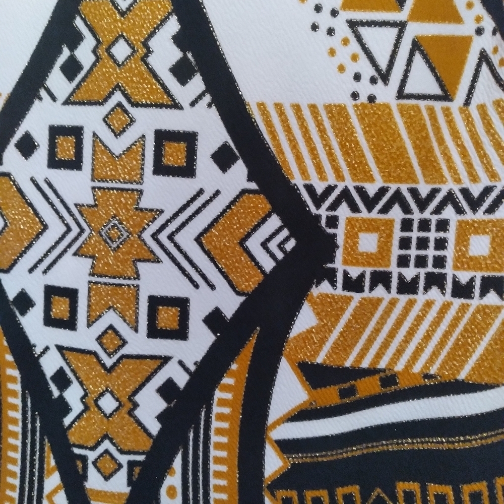 LuLaRoe Gold Label Debbie Geometric Print Dress  Black, White, Brown & Gold - Picture 4 of 11